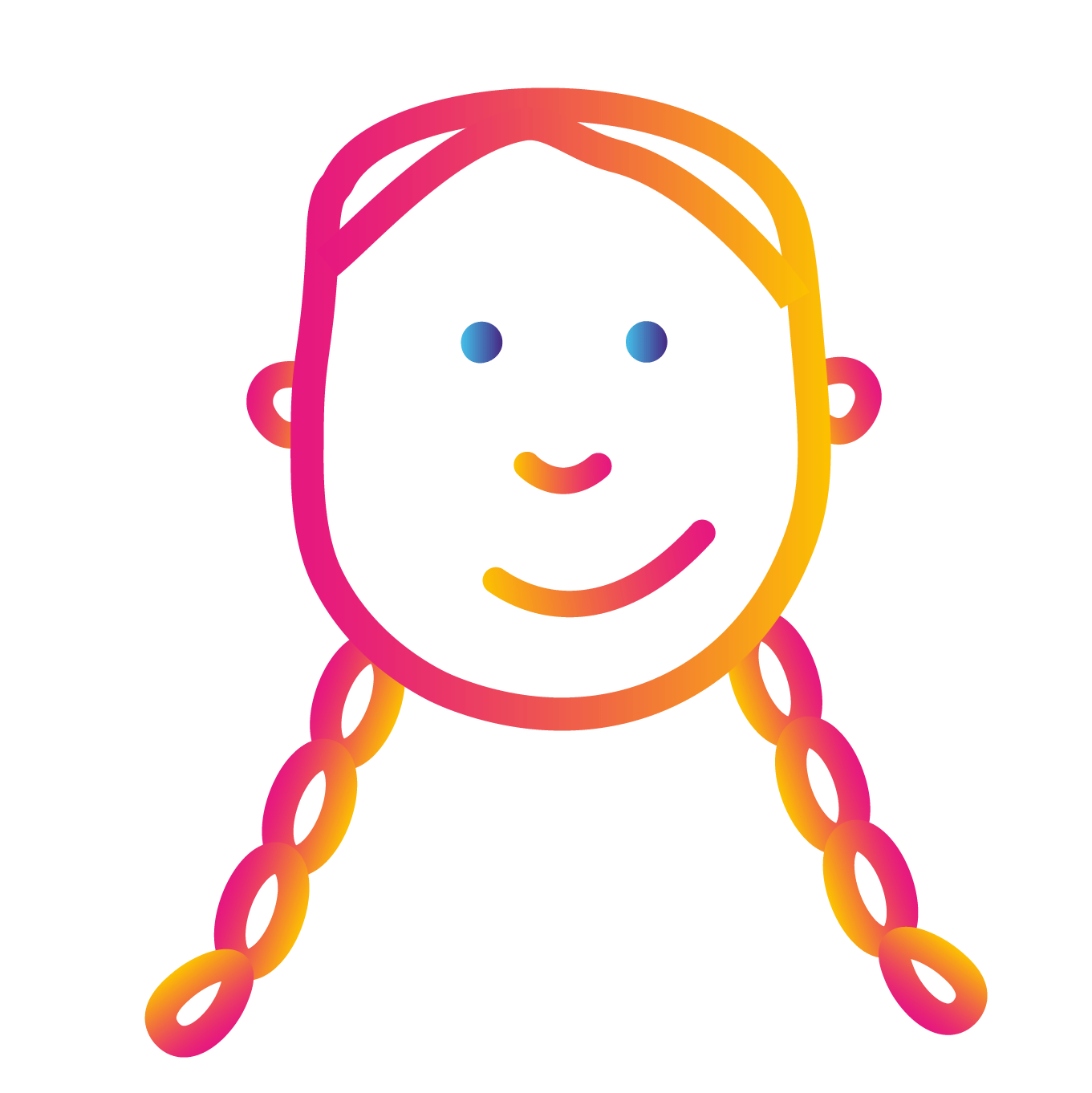 icon of a smiling girl with plaits - Greta Thunberg