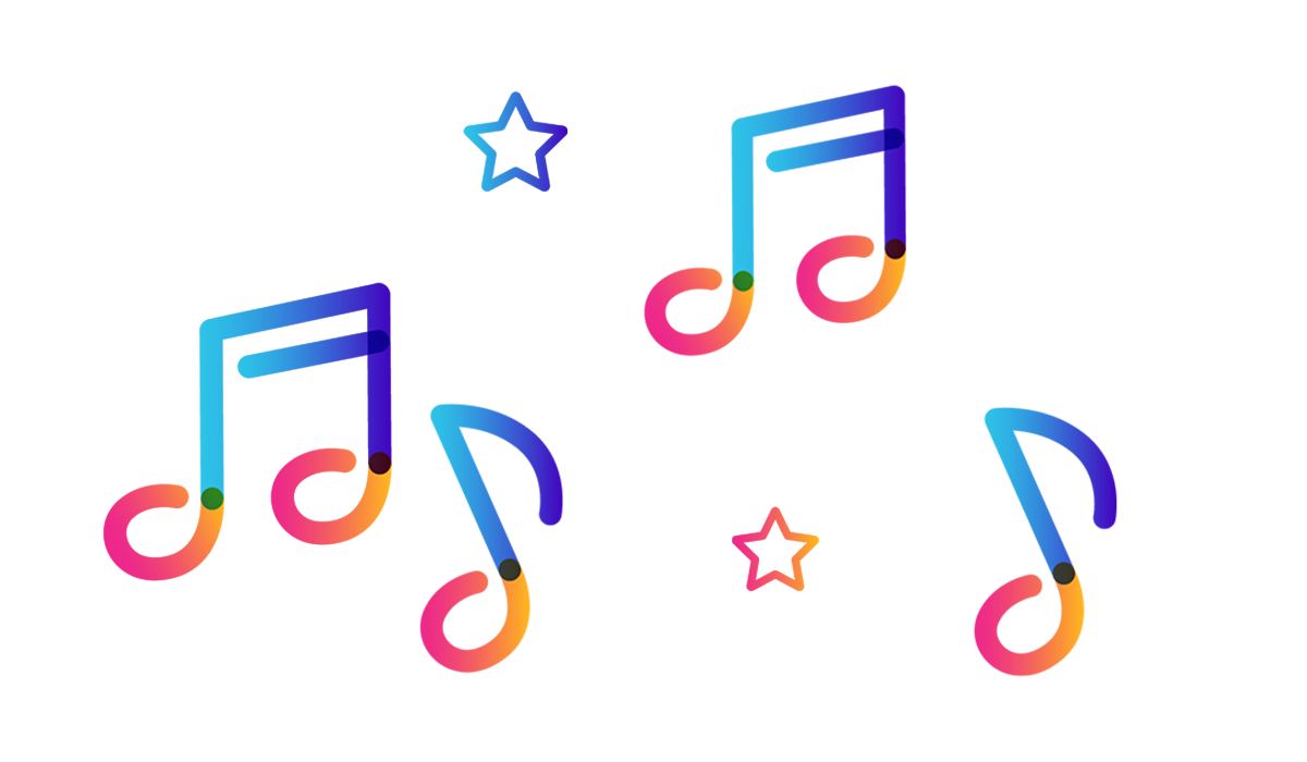 music notes and stars icons